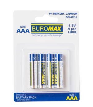 Набор элемент питания (батарейка) LR03  AA 4 шт/упак BUROMAX BM.5901-4