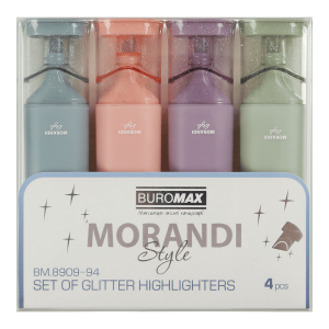 Набір із 4-х маркерів Buromax MORANDI STYLE Glitter 2-4.5 мм BM.8908-94