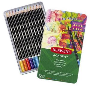 Набір кольорових олівців Derwent Academy, металева коробка 12 штук, 2301937