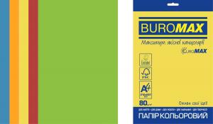 Набір кольорового паперу А4 80г/м2 INTENSIVE EUROMAX 5 кольорів 250 аркушів BUROMAX BM.27213250E-99
