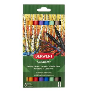 Набір маркерів з двома накінечнками Derwent Academy Twin-Tip Markers - Brush, 8 шт 98206