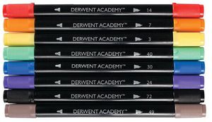 Набір маркерів з двома накінечнками Derwent Academy Twin-Tip Markers - Brush, 8 шт 98206 - Фото 2