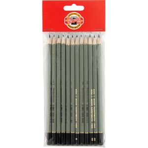 Набор графитных карандашей, твердость B, шестигранная форма корпуса KOH-I-NOOR 1860.6B-4H/12P