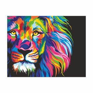 Набор, техника акриловая живопись по номерам Неоновый лев ROSA N0001343