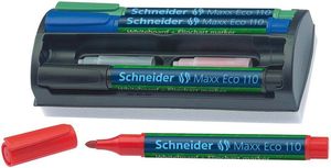 Набір 4 маркери для дошок Schneider MAXX 110 з губкою і додатковими патронами S111098