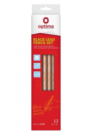 Набір чорнографітних олівців 12шт 2H-8B Optima O15520