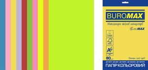 Набор цветной бумаги Euromax А4, 80г/м2, NEON INTENSIVE, 10 цветов, 50 листов BUROMAX BM.2721850E-99