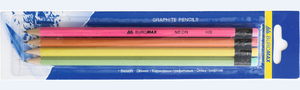 Набір з 4-х графітових олівців НВ НЕОН з гумкою Buromax BM.8521 - Фото 1