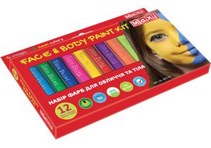 Набір фарб для обличчя і тіла у формі олівця, 12 кольорів MAXI MX60175