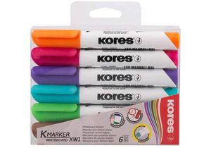Набір маркерів для білих дошок 1-3 мм (6 кольорів) Kores K20802