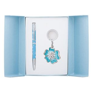 Набір подарунковий LANGRES Bloom Синій ручка кулькова і брелок LS.122019-02