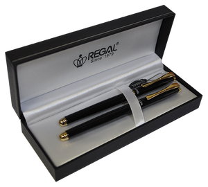Набір ручок Regal перо ролер в подарунковому футлярі L чорний R12223.L.RF