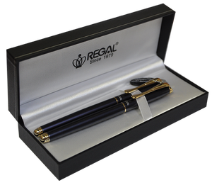 Набір ручок перо+ролер в пробковому футлярі L перлинно-чорний Regal R12216.L.RF