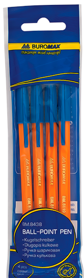 Набір кулькових ручок 4 шт. ORANGE оранж.корпус BM.8438 Buromax - кількість в упаковці: 4 шт.