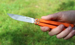 Нож-бабочка (балисонг) складной оранжевый Ganzo G766-OR - Фото 8