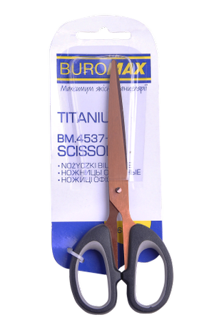 Ножницы офисные TITANIUM, 163мм, серые вставки BUROMAX BM.4537-09