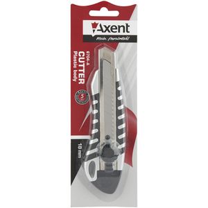 Нож канцелярский металлический направляющие резиновые вставки 18 мм Axent 6704-A - Фото 1