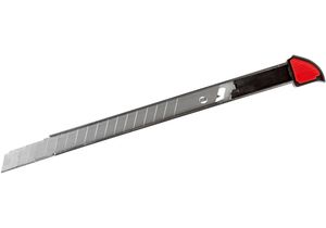 Нож универсальный 9 мм метал. направл. пласт. корпус с резин. вставками Optima O40553 - Фото 2