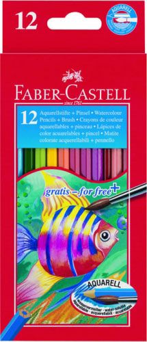 Олівці кольорові Faber-Castell Акварель 12 кольорів, картонна коробка 114413