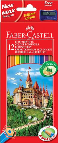Олівці кольорові Faber-Castell 12 кольорів Замок і лицарі, точилка, картонна коробка 120112/111212
