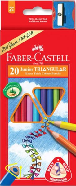 Олівці кольорові Faber-Castell 20 кольорів Jambo тригранні, точилка 116520/116538
