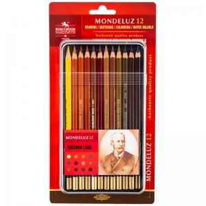 Олівці кольорові акварельні Mondeluz Brown Line 12 шт. металева упаковка KOH-I-NOOR 3722012011 - Фото 3