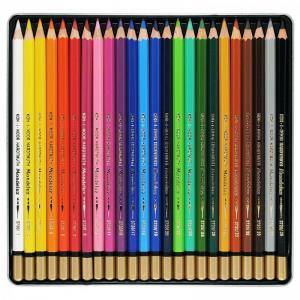 Олівці кольорові акварельні художні Mondeluz 24 кольори подарункова металева упаковка KOH-I-NOOR 3724 - Фото 1