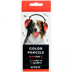 Олівці кольорові двосторонні KITE Dogs K22-054-1 12 шт. 24 кольори