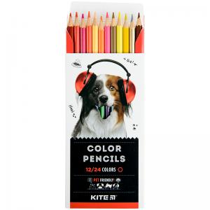 Карандаши цветные двусторонние KITE Dogs K22-054-1 12 шт. 24 цвета - Фото 2