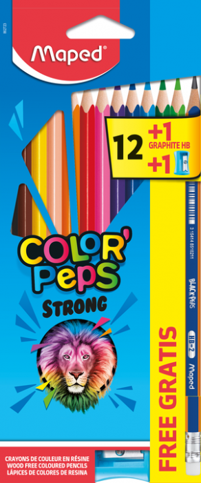 Карандаши цветные STRONG 12 цветов+1 графитный+1 точилка Maped MP.862723
