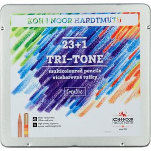 Олівці кольорові TRI-TONE 23+1, металева коробка, KOH-I-NOOR 3444