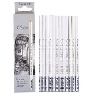 Пастельні олівці, 12 штук, білі, м'які, Raffine Marco 7012-12CB