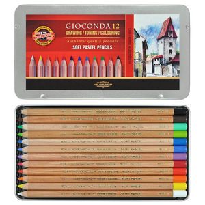 Пастельні олівці GIOCONDA, 12 кольорів, металева упаковка KOH-I-NOOR 8827012005PL
