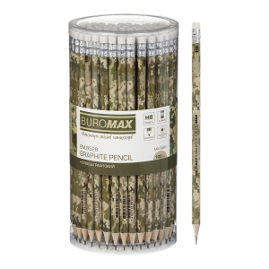 Олівець графітовий з гумкою Buromax MILITARY 100 шт BM.8528