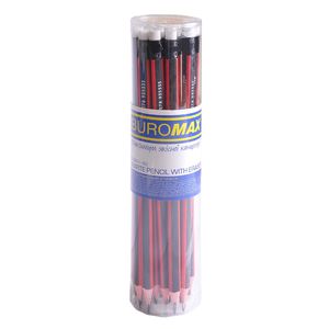 Олівець графітовий ORANGE LINE НВ з гумкою, тригранний, з помаранчевою смугою, туба 20 шт. BUROMAX BM.8511-20