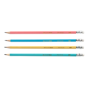 Олівець графітовий PASTEL HB, асорті, з гумкою, туба 20 штук, BUROMAX BM.8526-20