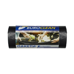 Пакети для сміття Buroclean 120л10шт 700*1080мм міцні чорні 19мкм ПВТ LDPE EuroStandart 10200044