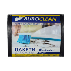 Пакеты для мусора Buroclean 35л100шт 470*570мм крепкие черные 14мкм ПВТ LDPE EuroStandart 10200024