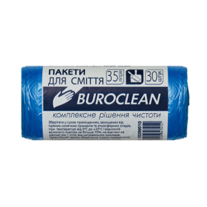 Пакеты для мусора Buroclean 35л30шт 450*550мм 7мкм ПНТ HDPE ECO 10200010