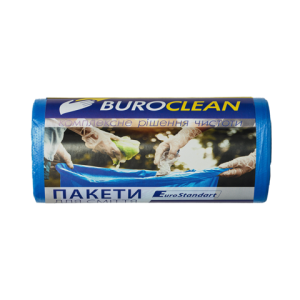 Пакети для сміття Buroclean 60л20шт 600*700мм блакитні 17мкм ПВД LDPE EuroStandart 10200034