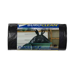 Пакети для сміття Buroclean з ручками 35л20шт 500*690мм чорні 13мкм ПВТ LDPE ECO 10200081