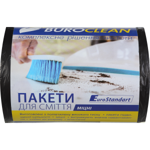 Пакети для сміття Eurostandart щільні чорні, 35 л, 100 шт, BuroClean, 10200022