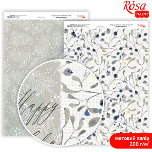Бумага дизайнерская двухсторонняя матовая, winter dreamer, A4, Rosa Talent 5318070