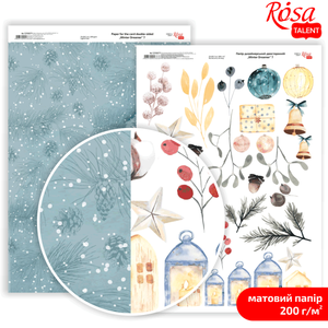 Бумага дизайнерская двухсторонняя матовая, winter dreamer, A4, Rosa Talent 5318071