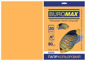 Бумага цветная А4, 80г/м2, NEON, 20 листов, BUROMAX BM.2721520