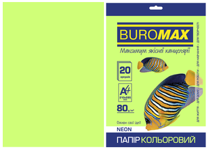 Папір кольоровий А4, 80г/м2, NEON, 20 аркушів, BUROMAX BM.2721520