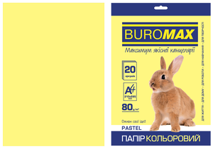 Бумага цветная А4, 80г/м2, PASTEL, 20 листов BUROMAX BM.2721220
