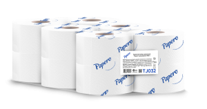 Туалетная бумага PAPERO TJ032 100 метров 2 слоя 12шт/уп белая целлюлоза на гильзе