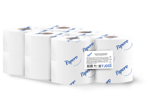 Папір туалетний PAPERO TJ033 2 шари 90м 12шт/уп білий на гільзі