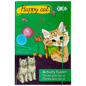 Папка для праці А4+ HAPPY CAT картонна на резинці Zibi ZB17.14909